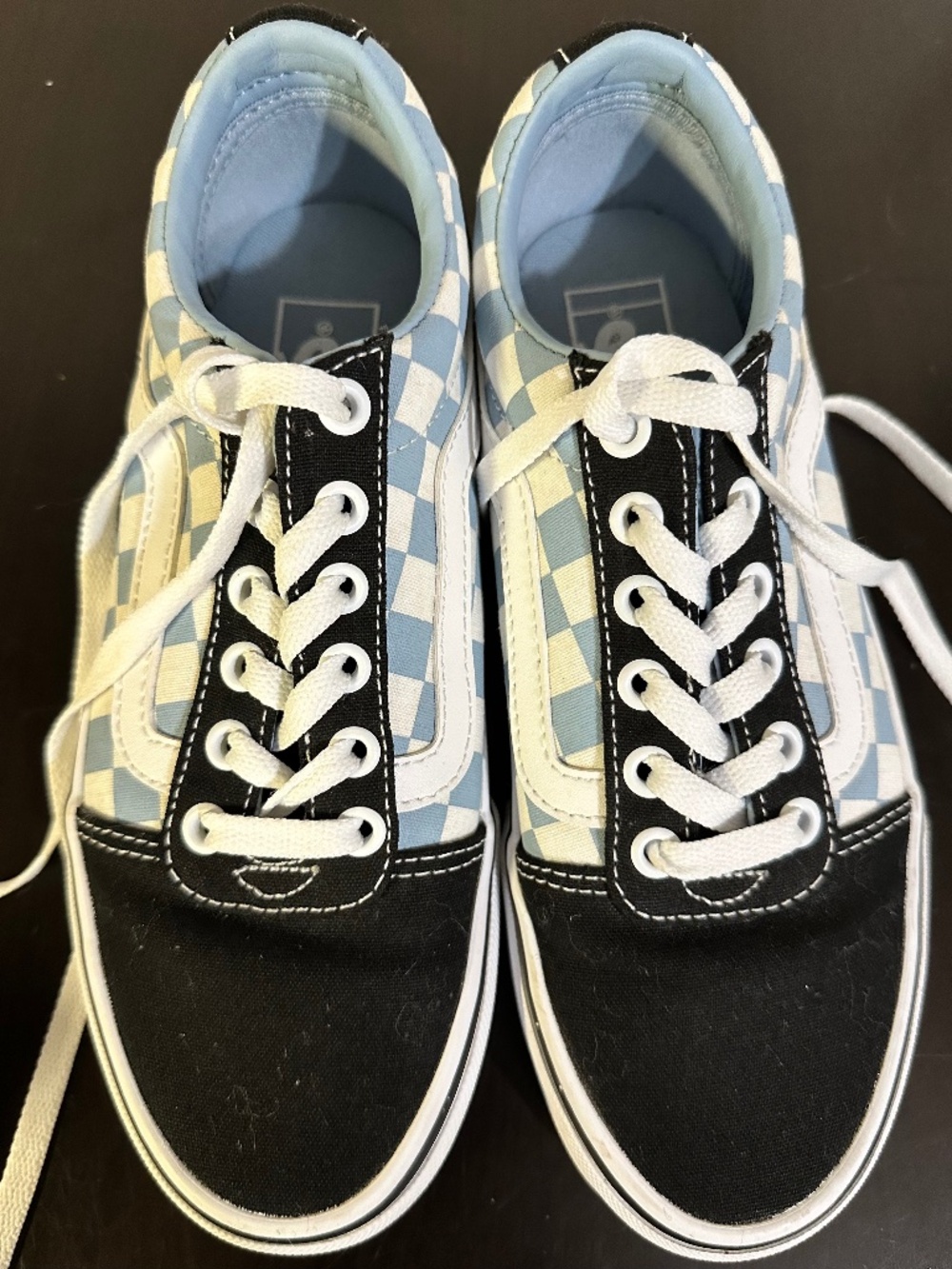 Women’s Vans, Black, Blue, White, Size 6.5
